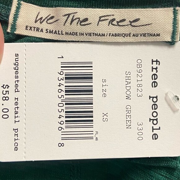 NWT Free‎ People Sundance Tee Shadow Green Slouch Size XS New With Tags T-Shirt - Picture 2 of 4